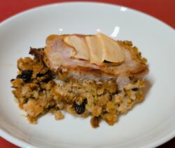 Baked pork chops with apple stuffing
